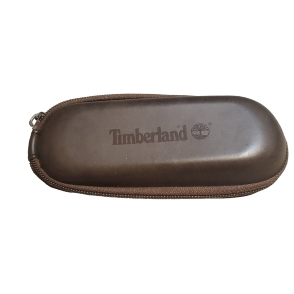 Timberland Brown Zippered Clamshell Structured Glasses Case Vertical